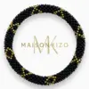 Maison Kizo Nepal armbånd af glasperler, #03 sort og guld