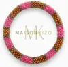 Maison Kizo Nepal armbånd af glasperler, #05 lyserød og guld