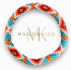 Maison Kizo Nepal armbånd af glasperler, #08 koral, blå, hvid mm