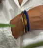 Maison Kizo Nepal armbånd af glasperler, #02 gyldent og blåt