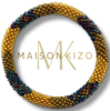 Maison Kizo Nepal armbånd af glasperler, #02 gyldent og blåt