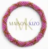 Maison Kizo Nepal armbånd af glasperler, #05 lyserød og guld
