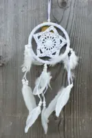 Drømmefanger med hæklet net, stjerne hvid