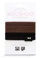 Kooshoo hårelastikker øko og plastikfri, flade Brun/sort