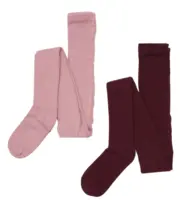Minymo strømpebukser med uld og viscose 2-pak, rosa/bordeaux