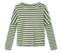 By Basics 4025 bluse med vidde og turtleneck i merinould, råhvid/grøn