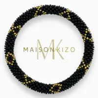 Maison Kizo Nepal armbånd af glasperler, #03 sort og guld