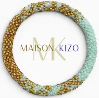Maison Kizo Nepal armbånd af glasperler, #09 mint og guld