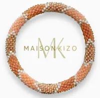 Maison Kizo Nepal armbånd af glasperler, #08 koral og hvid