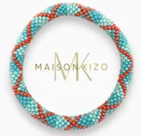 Maison Kizo Nepal armbånd af glasperler, #10 tyrkis og rød