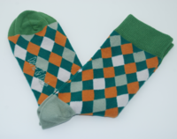 Doris & Dude strømper i bambus/øko bomuld, Grøn harlekin