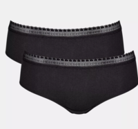 Sloggi Go Ribbed trusser hipster økologisk, sort - 2-pak