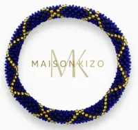 Maison Kizo Nepal armbånd af glasperler, #07 blåt og guld