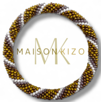 Maison Kizo Nepal armbånd af glasperler, #02 gyldent og hvidt