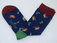 Doris & Dude julestrømper i bambus/øko bomuld, rødkælk navy