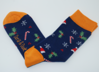 Doris & Dude julestrømper i bambus/øko bomuld, julemotiver navy