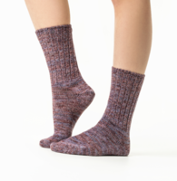 Living Crafts økologiske sokker i bomuld, Lovis grå/lilla
