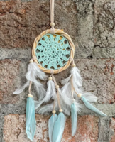Drømmefanger naturring og hæklet midte, flere farver