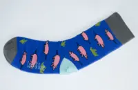 Doris & Dude strømper i bambus/øko bomuld, blå med grise