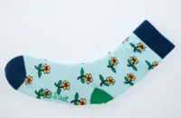 Doris & Dude strømper i bambus/øko bomuld, mint med blomster