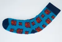 Doris & Dude strømper i bambus/øko bomuld, tyrkis med ugler