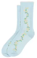 Minipop bambusstrømper mønstret, Clear Sky - lyseblå m blomster