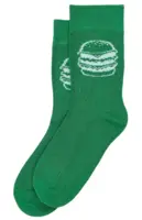 Minipop bambusstrømper motiv, grøn med burger