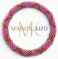 Maison Kizo Nepal armbånd af glasperler, #05 lyserød og guld