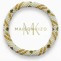 Maison Kizo Nepal armbånd af glasperler, #01 hvidt og guld