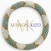Maison Kizo Nepal armbånd af glasperler, #01 hvid, mint og guld