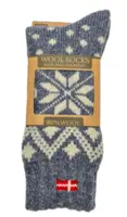 Woolwear of Scandinavia ragsokker 80% uld, denim med flag