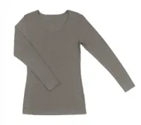 Joha Sara uld/silke bluse med v-hals, brun meleret