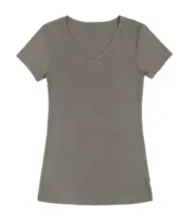 Joha Sara uld/silke t-shirt med v-hals, brun meleret
